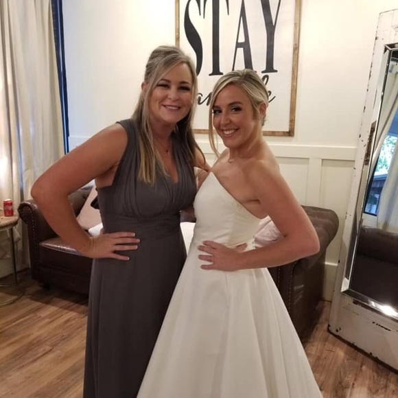 WEDDING BRIDESMAID PROM AZAZIE Grey A-Line Strapless Chiffon Convertible Dress 👗 - Picture 2 of 15